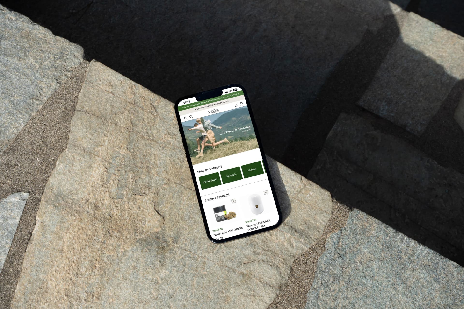 Mobile phone using the dragonfly wellness website