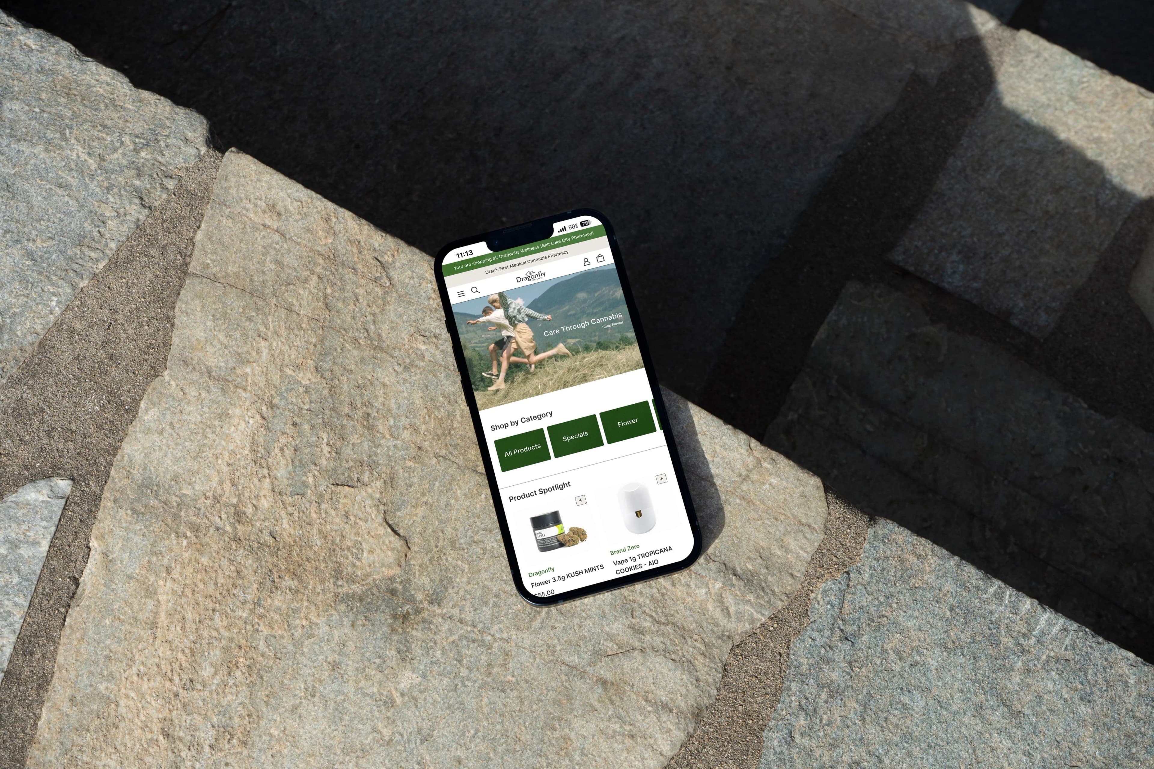 Mobile phone using the dragonfly wellness website